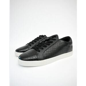 Katy Perry The Rizzo Croc Embossed Leather Low Top Sneakers Black Womens 5.5 NWT